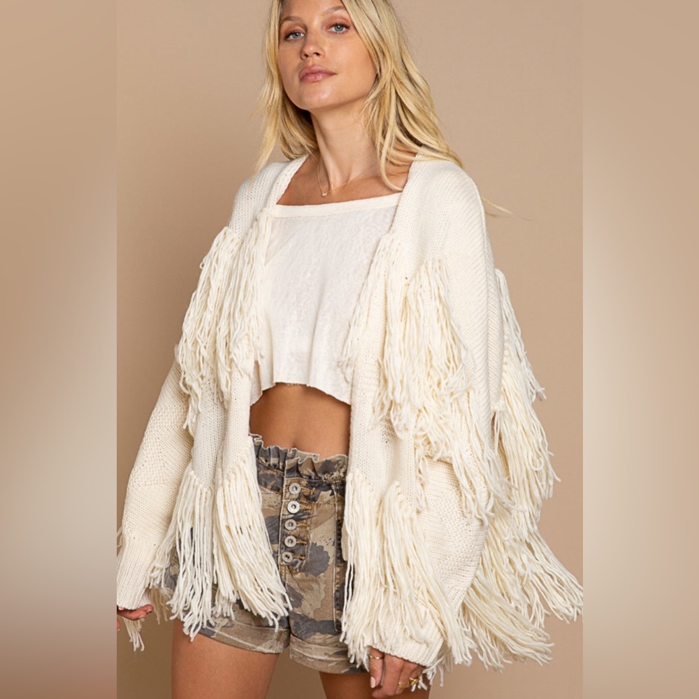POL Fringe Knit Cardigan size Medium
